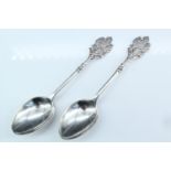 A pair of "London Rifle Brigade" silver teaspoons, the terminals bearing regimental insignia and