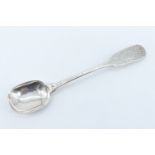 An early 19th Century Scottish provincial silver fiddle pattern sugar spoon, having bright cut