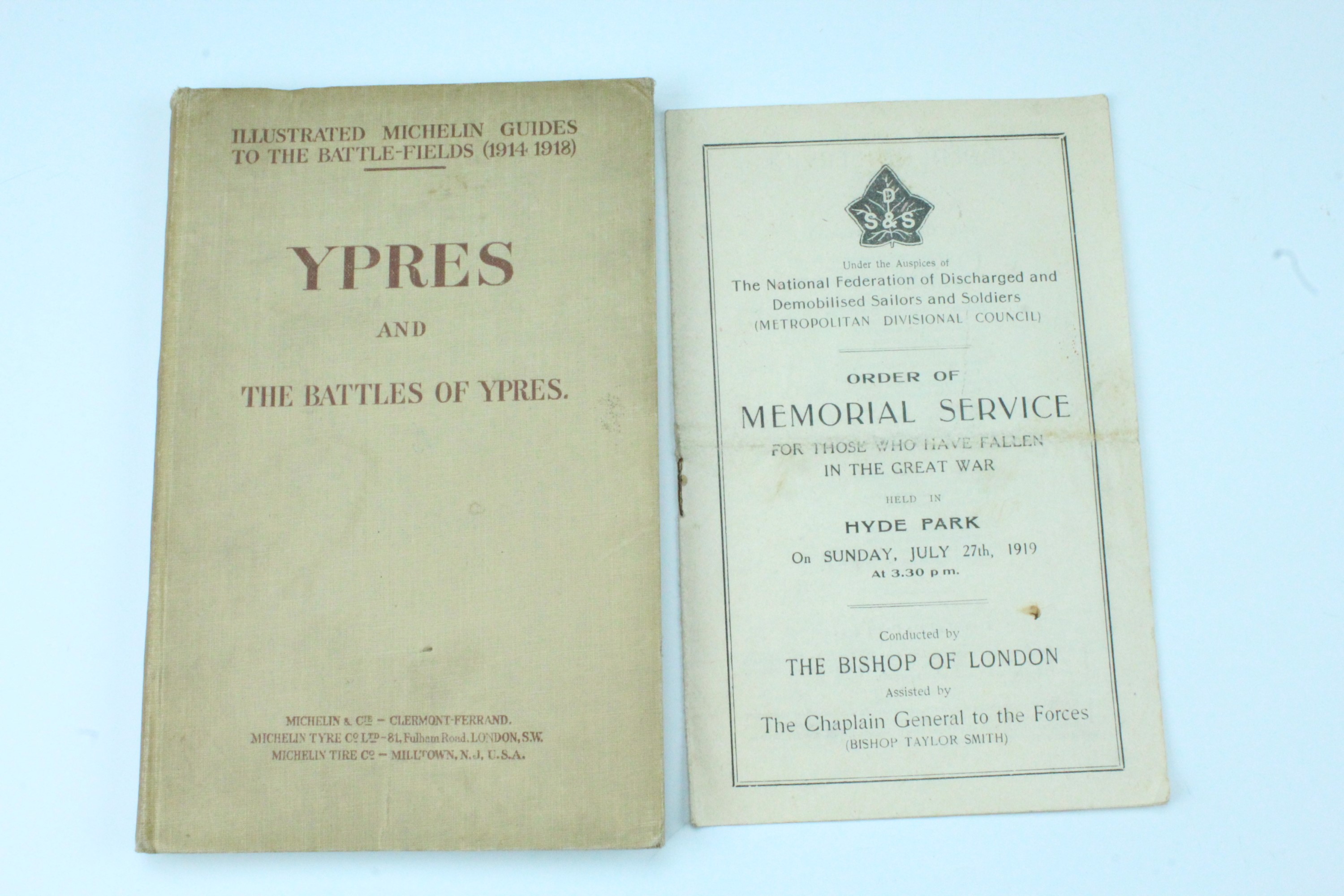 A small group of Great War ephemera and printed matter comprising a Michelin Guide to Ypres and - Image 4 of 8