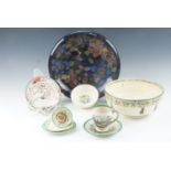 A Royal Doulton Isaac Walton fishing Series Ware fruit bowl, a Royal Stanley Jacobean ware bowl,