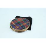 A 1950s tartan Stratton compact in a cloth case, 7.5 cm diameter