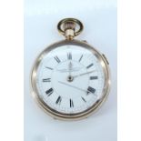A late 19th / early 20th Century rolled gold chronograph pocket watch and stopwatch, by the