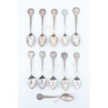 7 silver souvenir teaspoons from "Society Miniature Rifle Club", together with four electroplate