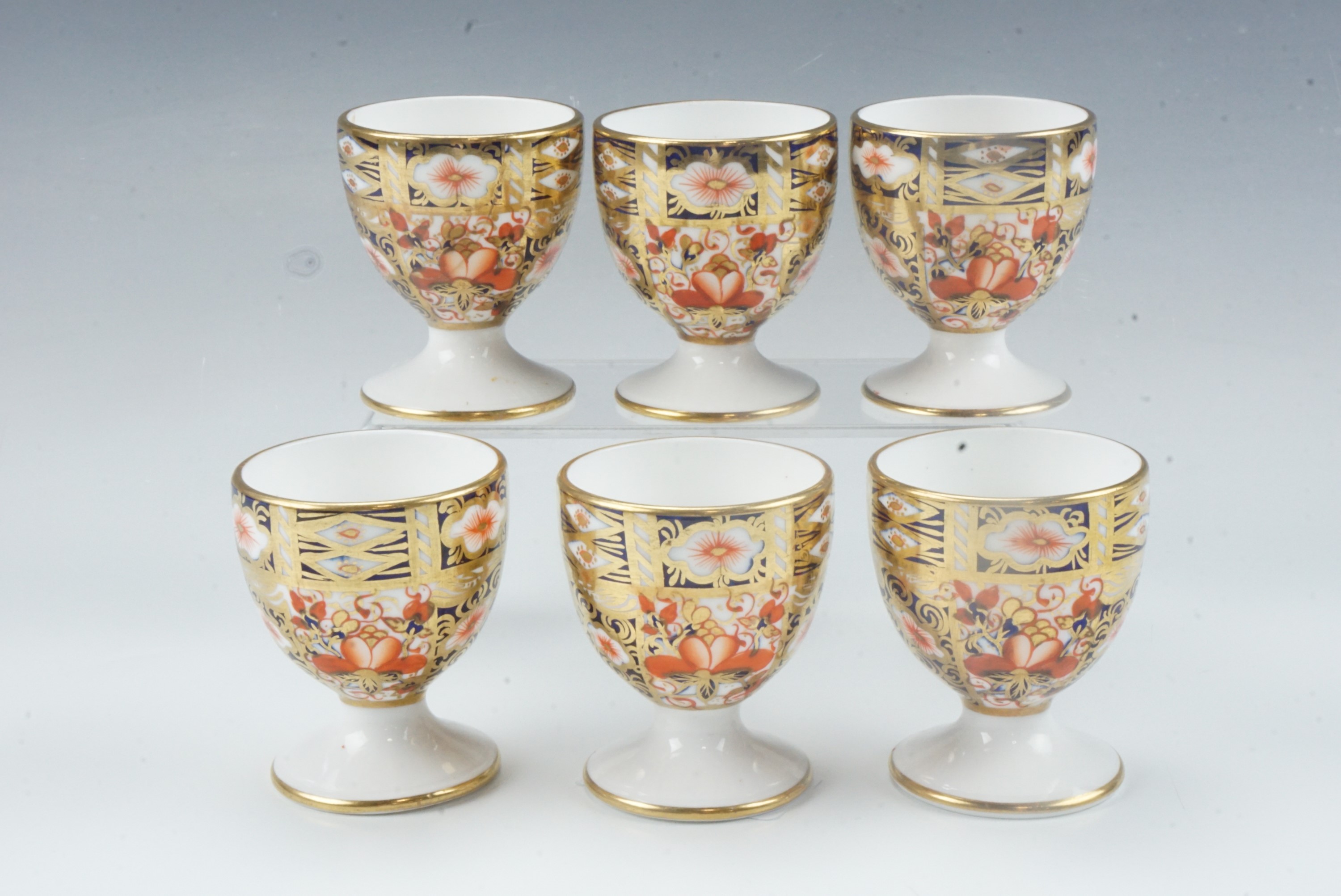 Six Royal Crown Derby Imari pattern egg cups, pattern 2451
