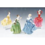 Four Royal Doulton figurines including Coralie , Katrina , Fleur and Fragrance, tallest 20 cm