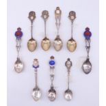 8 enamelled silver souvenir teaspoons, relating to rifle clubs including three "M.S.V.R Rifle Club