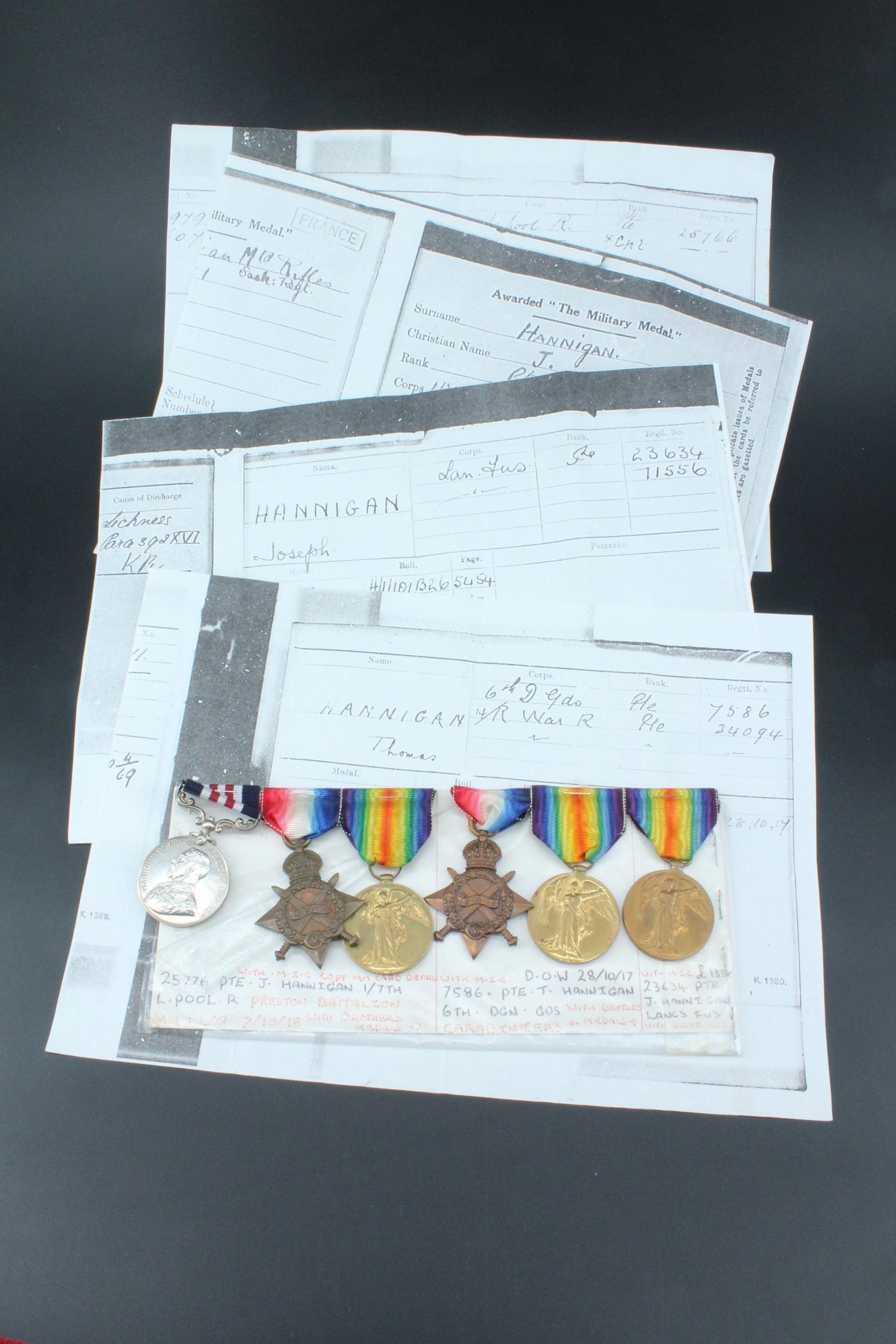 A Great War gallantry, siblings and casualty medal group, comprising Military Medal, 1914-15 Star