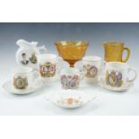 A group of Victorian and later Royal commemorative wares including a Queen Victorian Diamond Jubilee