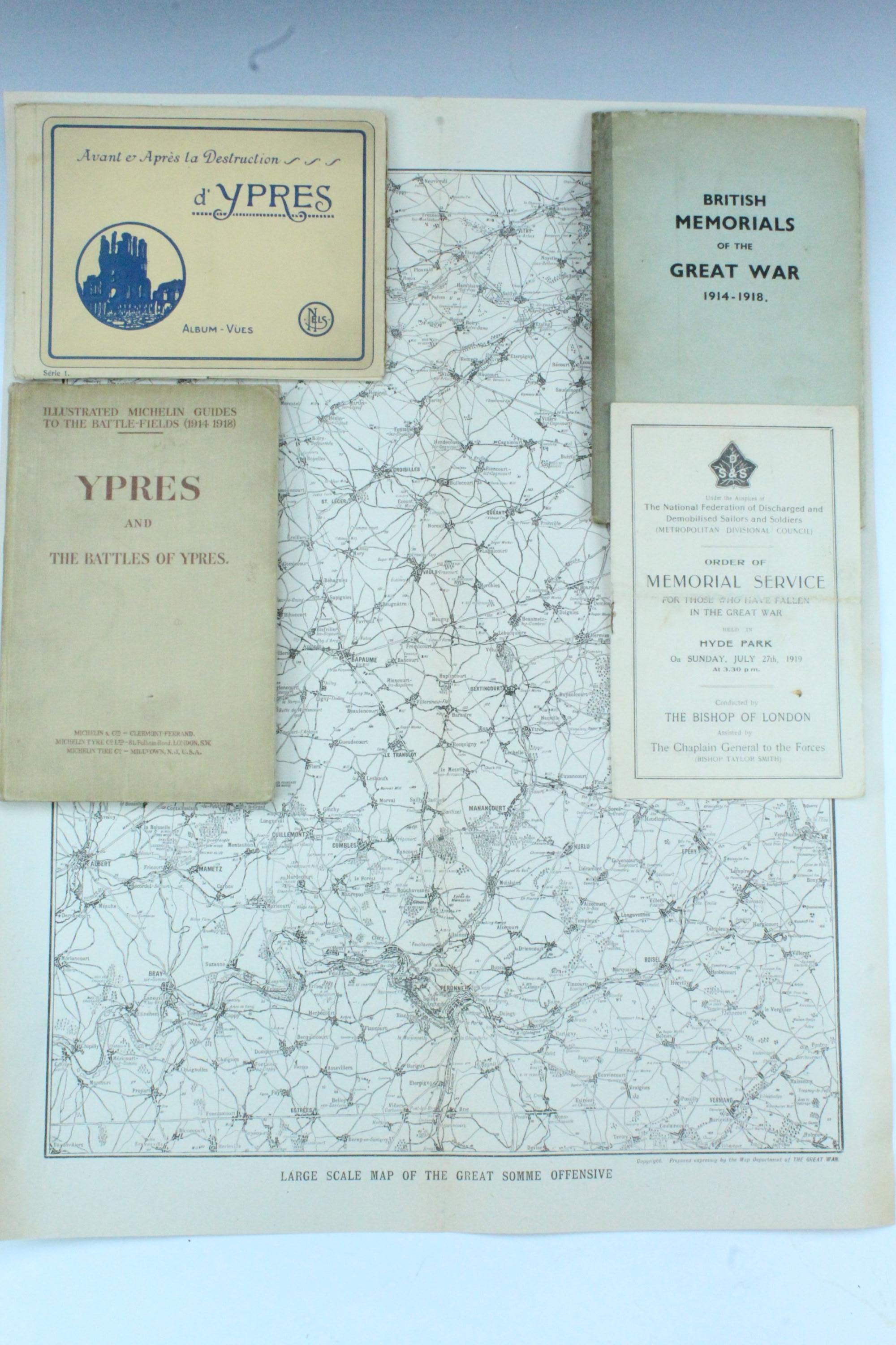 A small group of Great War ephemera and printed matter comprising a Michelin Guide to Ypres and - Image 2 of 8
