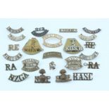 British army and other shoulder titles including 5th KOSB titles in nickel and brass respectively