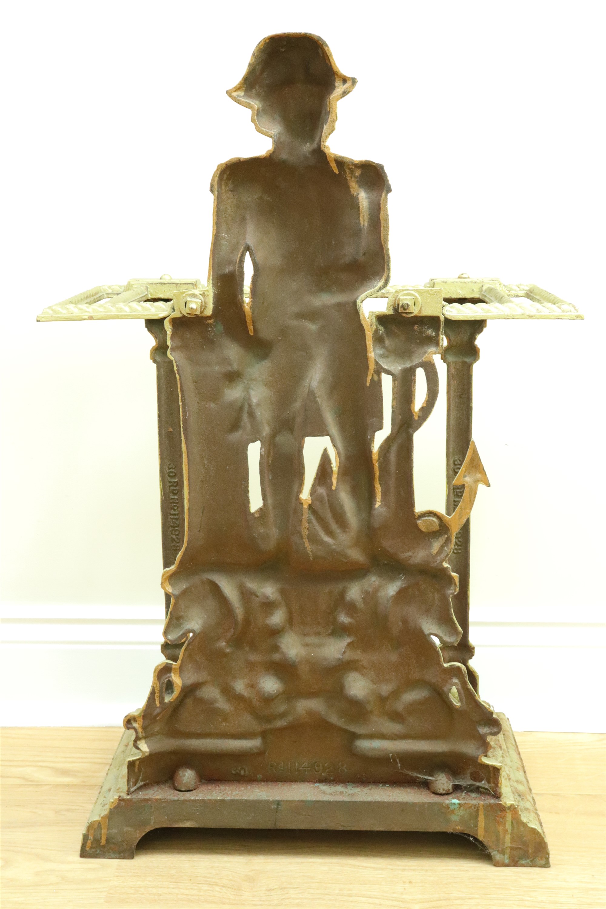 An Edwardian cast iron stick and umbrella stand commemorating Admiral Lord Nelson, 78 cm x 49 cm x - Image 3 of 3