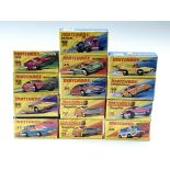 13 boxed Matchbox die-cast cars including "Rola-matics" etc