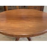 A Victorian mahogany snap-top oval breakfast or loo table, 152 x 120 x 75 cm