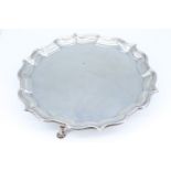 A 1920s silver circular Chippendale style salver, Hawksworth, Eyre & Co Ltd, Sheffield, 1926 637