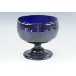 A George III Bristol blue glass sugar basin, 11 cm x 10 cm high