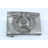 A German Third Reich Waffen-SS belt buckle, in silver painted steel, stamped 155/40
