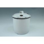 An early 20th Century enamelled kitchen lidded storage container, 20 cm high