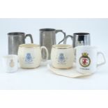 Sundry pewter and ceramic naval tankards etc