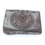 A German Third Reich Waffen-SS belt buckle, in field grey painted steel, stamped 155/43