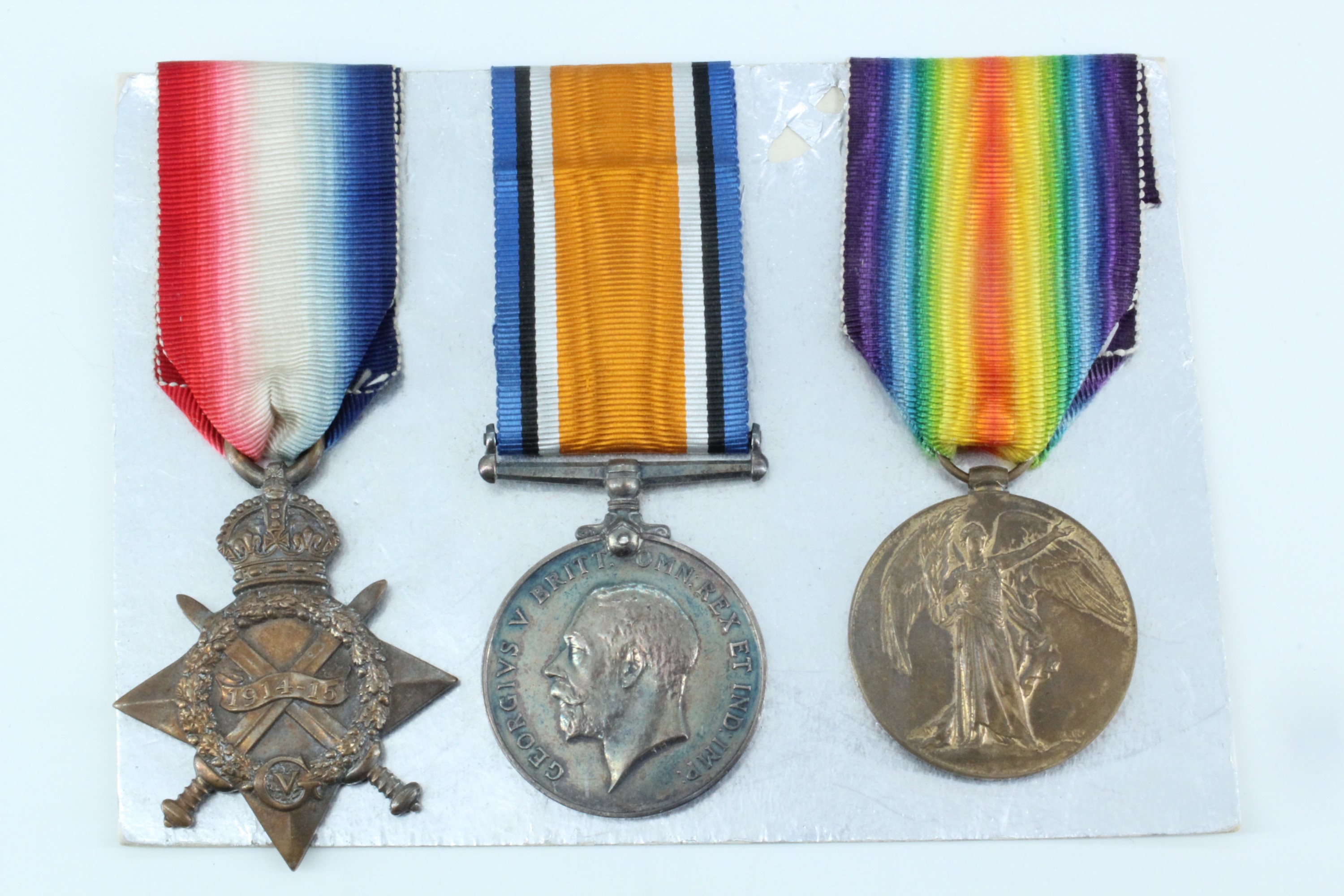 A 1914-15 Star with British War and Victory Medals to 3496 Pte J E Huth, Essex Regiment