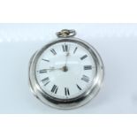 A George II silver pair-cased verge pocket watch by Thomas Rickett of Wycomb, the movement having