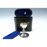 A 1950s military issue chaplain's communion part set, comprising electroplated chalice and paten,