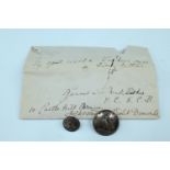 A pair of Victorian livery buttons with period note of provenance