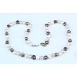 A coloured freshwater pearl necklace, 46 cm, pearls approx 8 mm