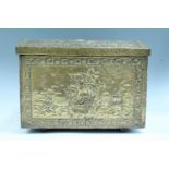 A brass log box, second quarter 20th Century, 40 cm x 27 cm x 30 cm