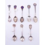 Six silver and enamelled silver teaspoons, relating to military / armed forces including RAF