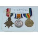 An early Great War casualty medal group, comprising 1914 Star with clasp, British War and Victory