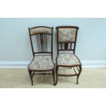 Two late 19th / early 20th Century string-inlaid mahogany bedroom chairs