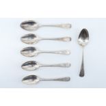 A set of George V silver Hanoverian pattern tea spoons, each having an engraved stem and terminal,