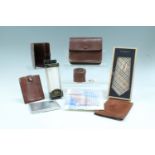 Sundry gentleman's dressing accessories including a boxed Burberry tie, a vintage shaving kit in a