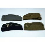 Three various Second World War military caps comprising a Dorsetshire Regiment officer's coloured