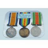 British War and Victory Medals with Defence Medal to 34248 Pte T McAuley, Border Regiment