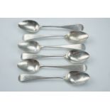 A set of six early 19th Century Scottish silver old English pattern teaspoons, Alexander or John