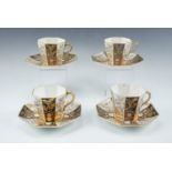 A set of four late 19th Century Wedgwood Imari pattern octagonal section cups and saucers, Y1737