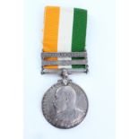 A King's South Africa Medal with two clasps, un-named