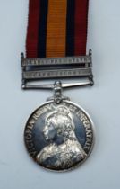 A Boer War civilian surgeon casualty medal group, comprising a Queen's South Africa medal with two