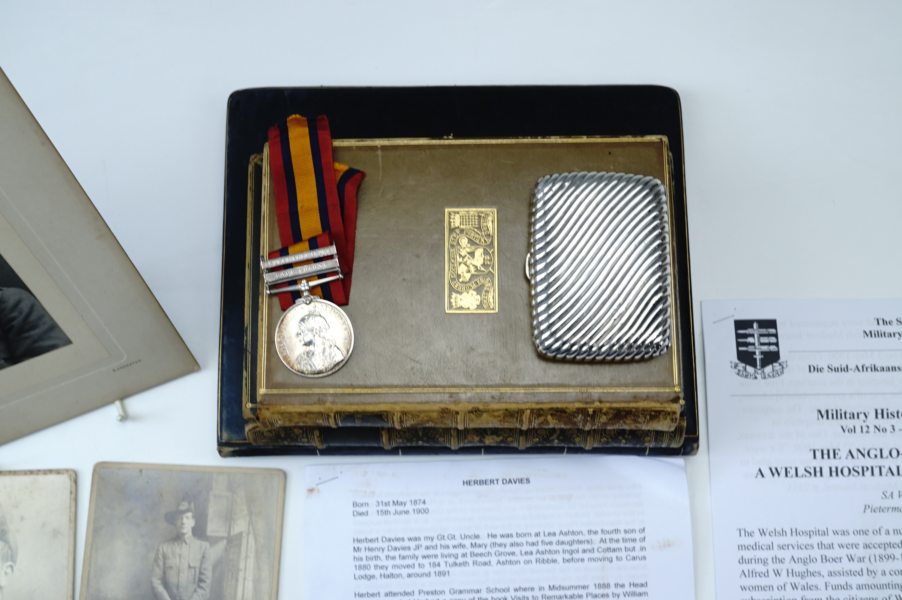 A Boer War civilian surgeon casualty medal group, comprising a Queen's South Africa medal with two - Image 3 of 9