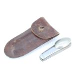 A Great War period campaign knife, fork and spoon, in leather belt pouch, (a/f)