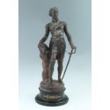 A Belle Epoque bronzed spelter figure of a 19th Century military officer, 45 cm