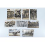 A group of Great War photographic postcards depicting vehicles, drivers etc