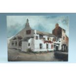 [Carlisle] "The Sportsman Inn" a modern impasto depiction of the Carlisle inn, acrylic on canvas,