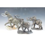 Two Franklin Mint elephant figurines "Ruler of the African Plains" and "Giant of the Serengeti",