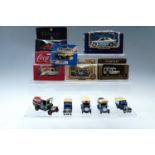 A small quantity of boxed and play worn die-cast cars including Matchbox etc