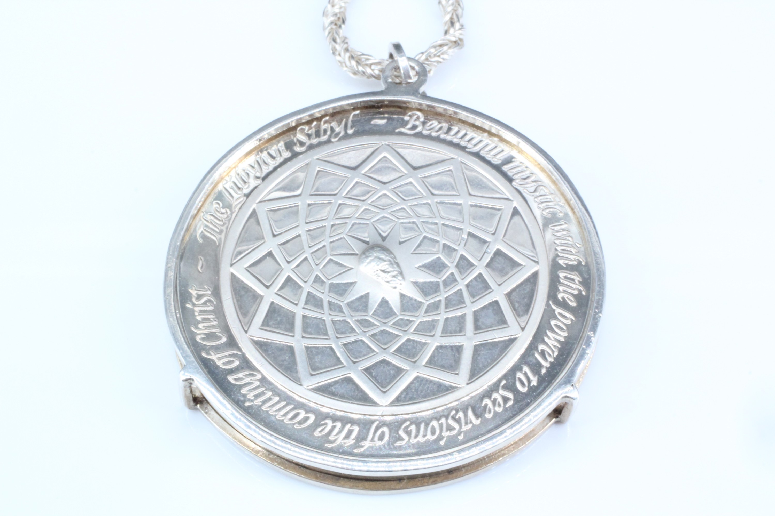 A 1970s Sistine chapel silver medallion necklace, comprising a medallion from the "Genius of - Image 3 of 3