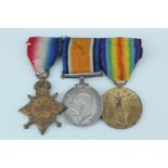 A 1914-15 Star with British War and Victory Medals to 14540L Cpl / Sjt H W Hartley, King's Own