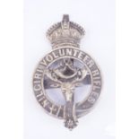 An early 20th Century Indian Army Nilgiri Volunteer Rifles pagri badge